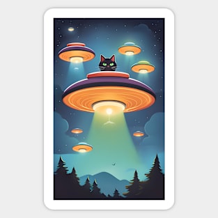 Black Cat UFO Sticker